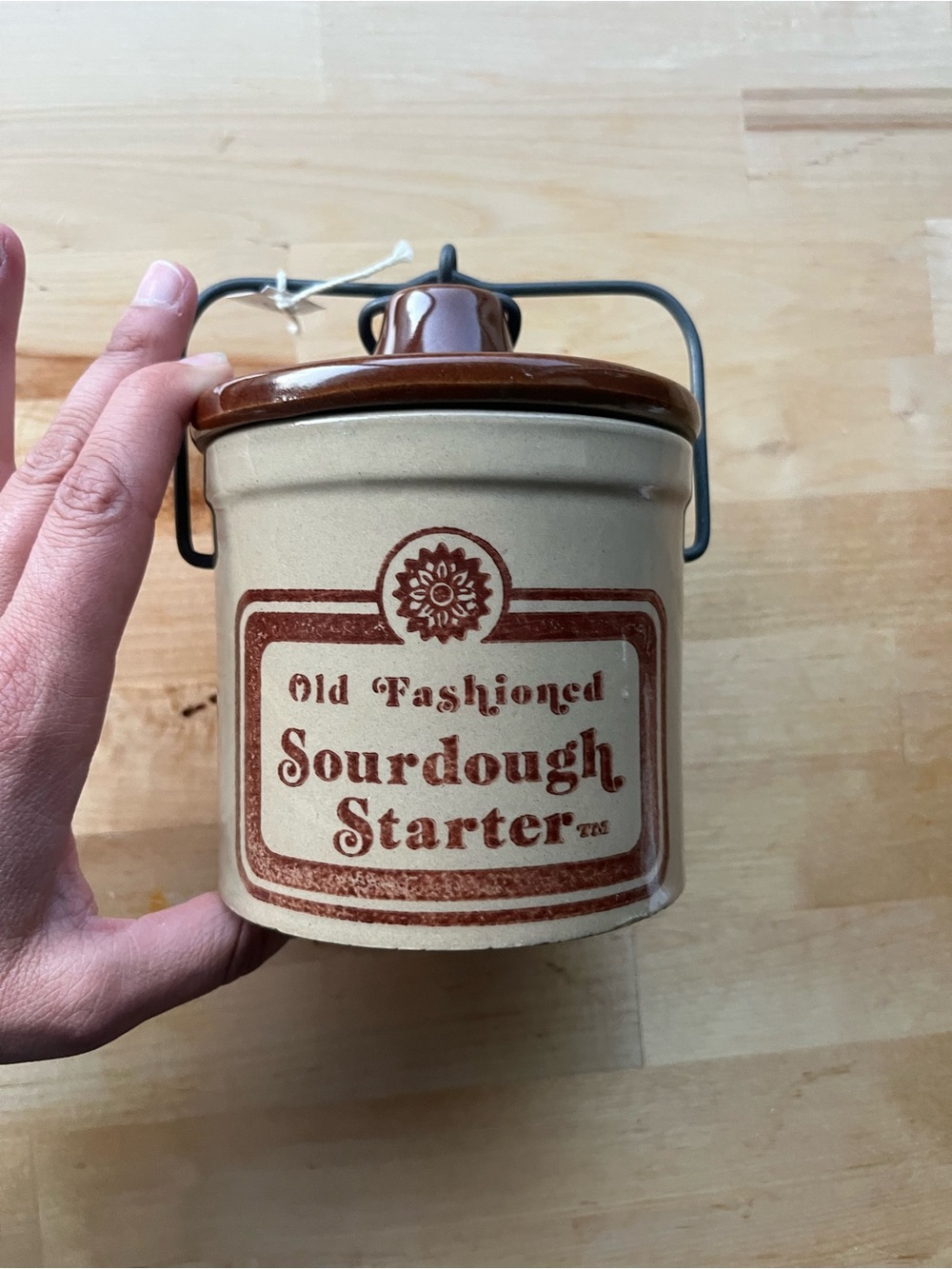 Old Fashioned Sourdough Starter Brown & Cream stoneware Jar